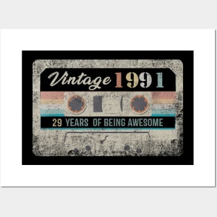 Vintage 1991 Made In 1991 29 Years Old 29th Birthday Gift Posters and Art